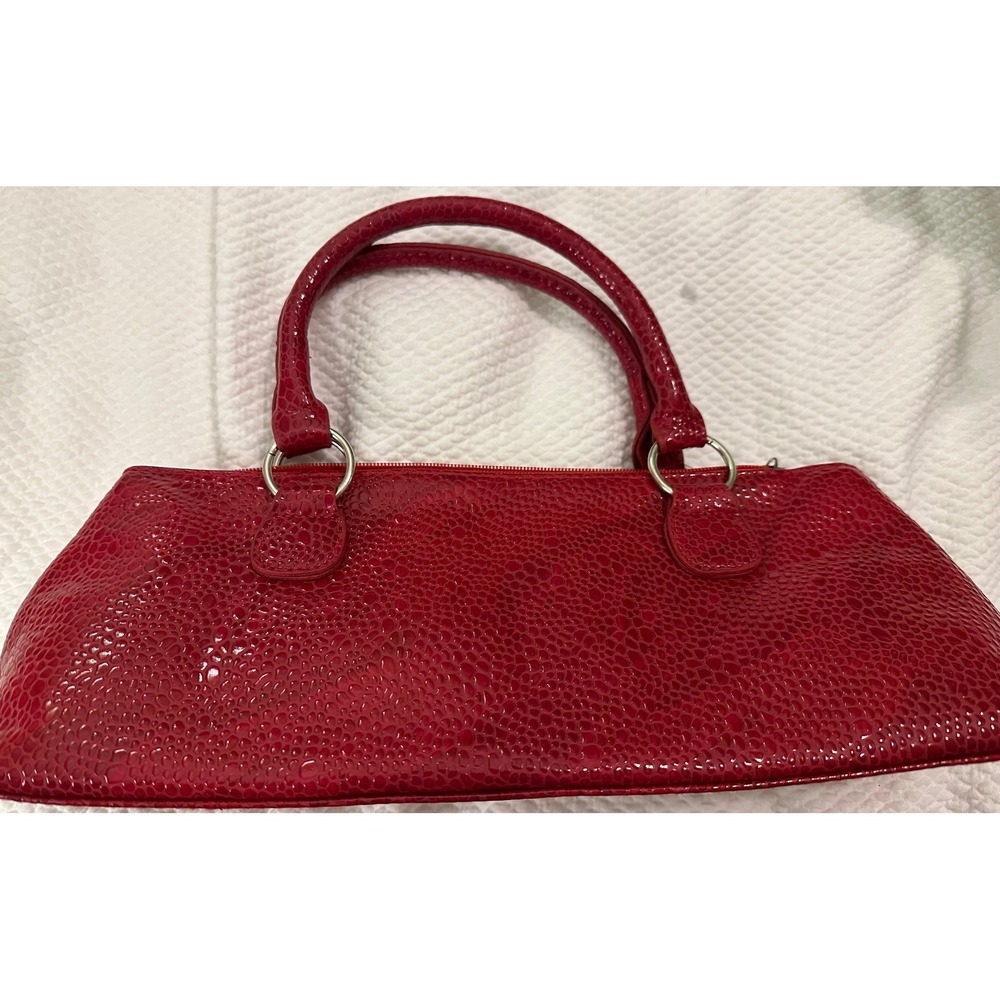 Red Faux Snake Skin Insulated‎ Wine Bottle Bag Purse